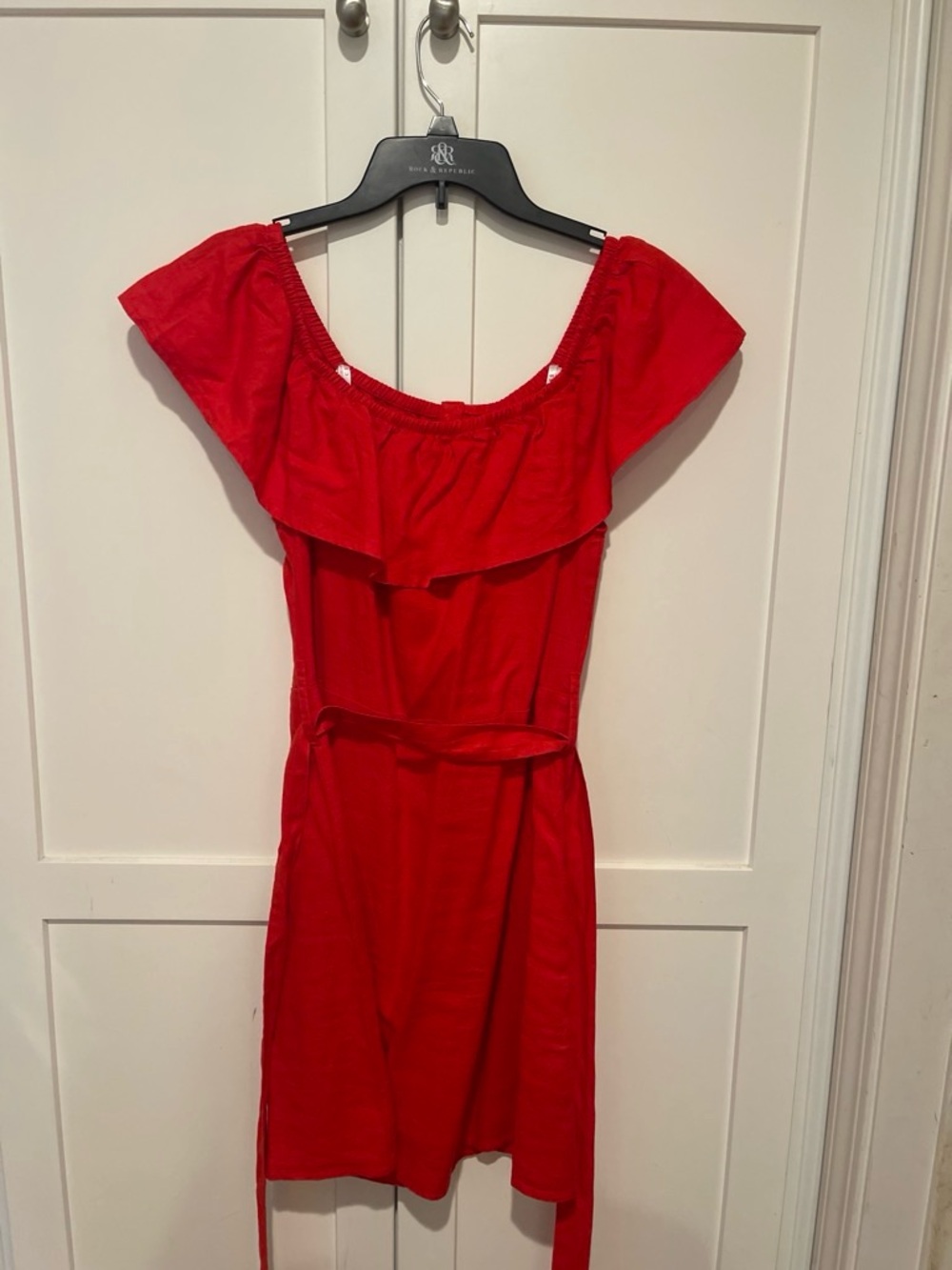 GUESS Red Off-Shoulder Belted Women’s Dress